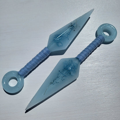 Light Blue Floral Resin Replica Cosplay Ninja Tool