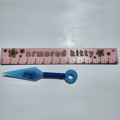 Dark Blue Floral Resin Replica Cosplay Ninja Tool