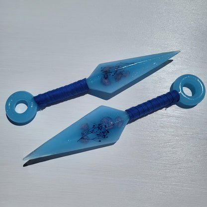 Dark Blue Floral Resin Replica Cosplay Ninja Tool